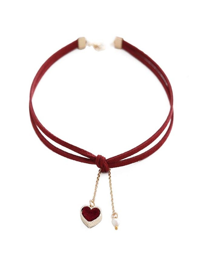 Maxforever Choker Set 2 PCS Choker Necklaces Velvet Choker Set Classic Gothic Chokers (Black/Claret Red) - Image 2